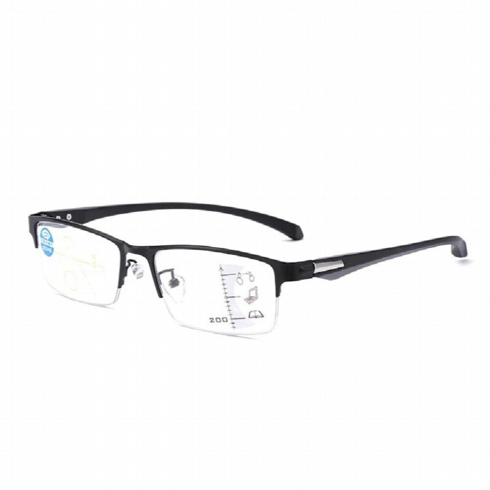 Multicoloured Sun Photochromic Multifocal Reading Glasses Men Half Frame Metal Business Progressive Multifocal Far And Near Reading Glasses