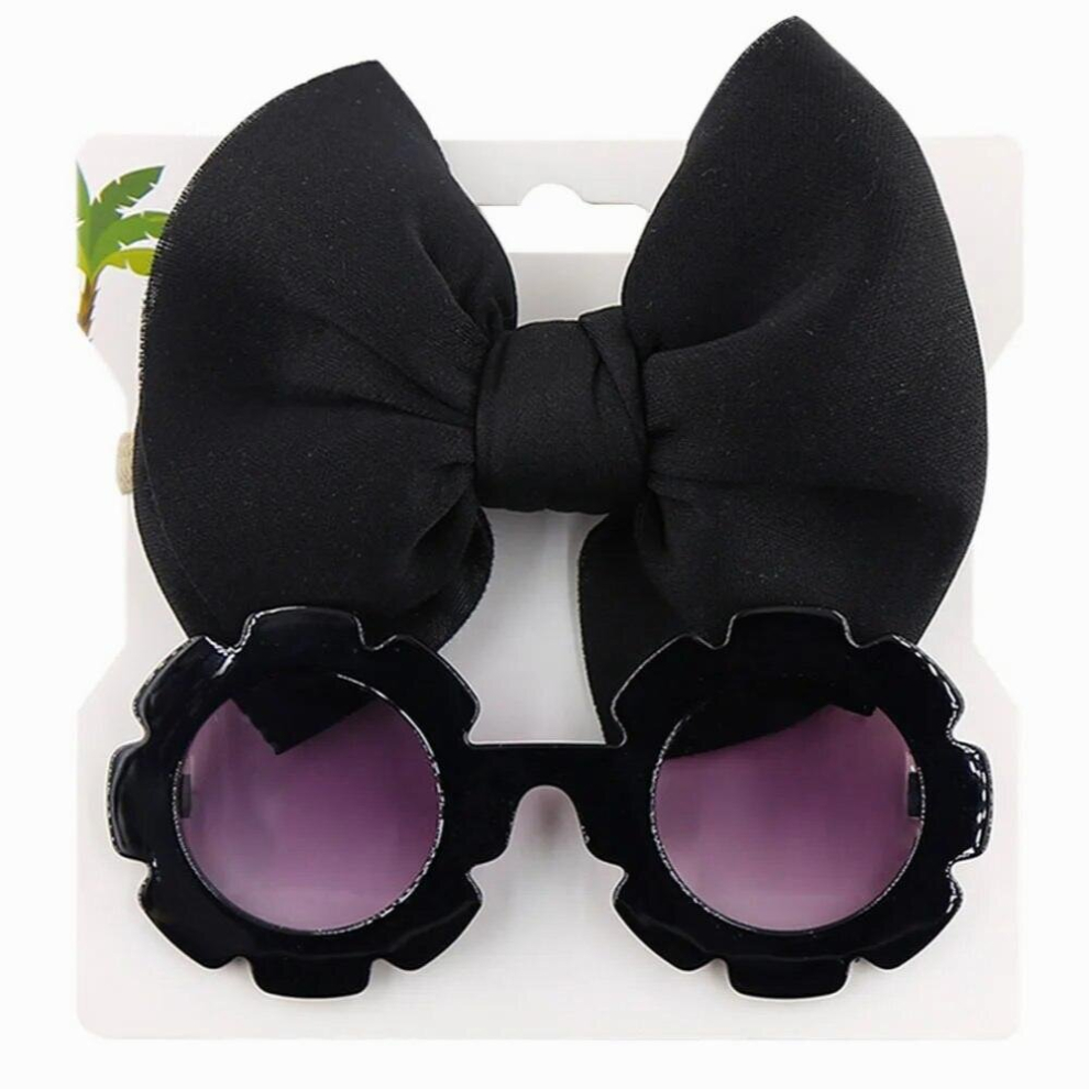 Kids Retro Round Sunglasses Elastic Nylon Headband Set Sun Flower Boys Girls UV400 Children Baby Lovely Summer Sun Glasses-image-OPC-PCRDCRW-NEW