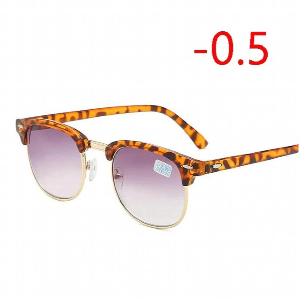 -0.5 -1 -1.5 -2 -2.5 -3 -3.5 -4 -4.5 -6 Half Frame Finished Myopia Sunglasses Men Women Retro Myopia Eyeglasses Light Gray Lens-image-OPC-PCRDCW2-NEW