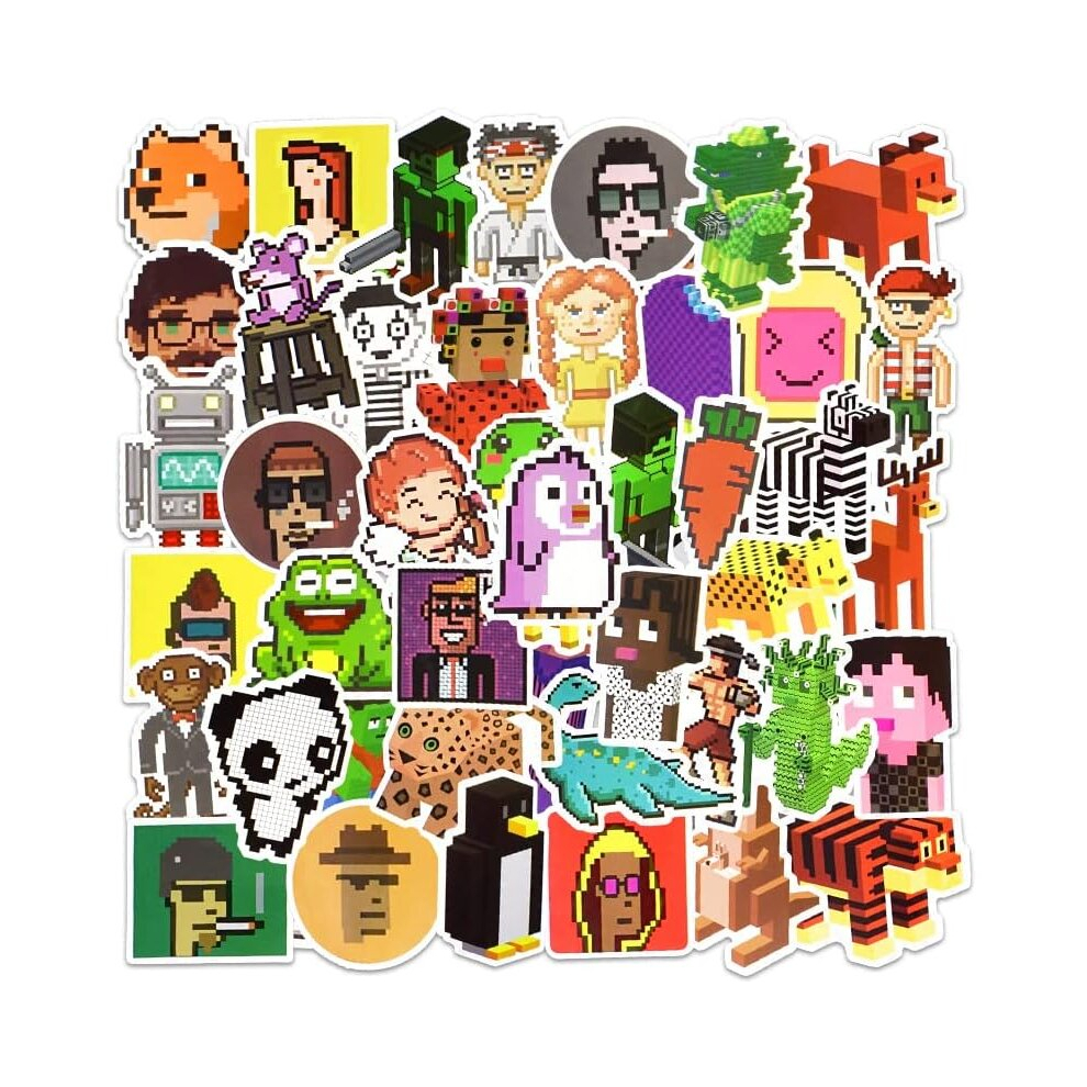50 Pcs NFT Profile Stickers for Water Bottle Laptop Skateboard Luggage Guitar Car Motorcycle Bike Vinyl Waterproof Sticker Pack for Teens Adults