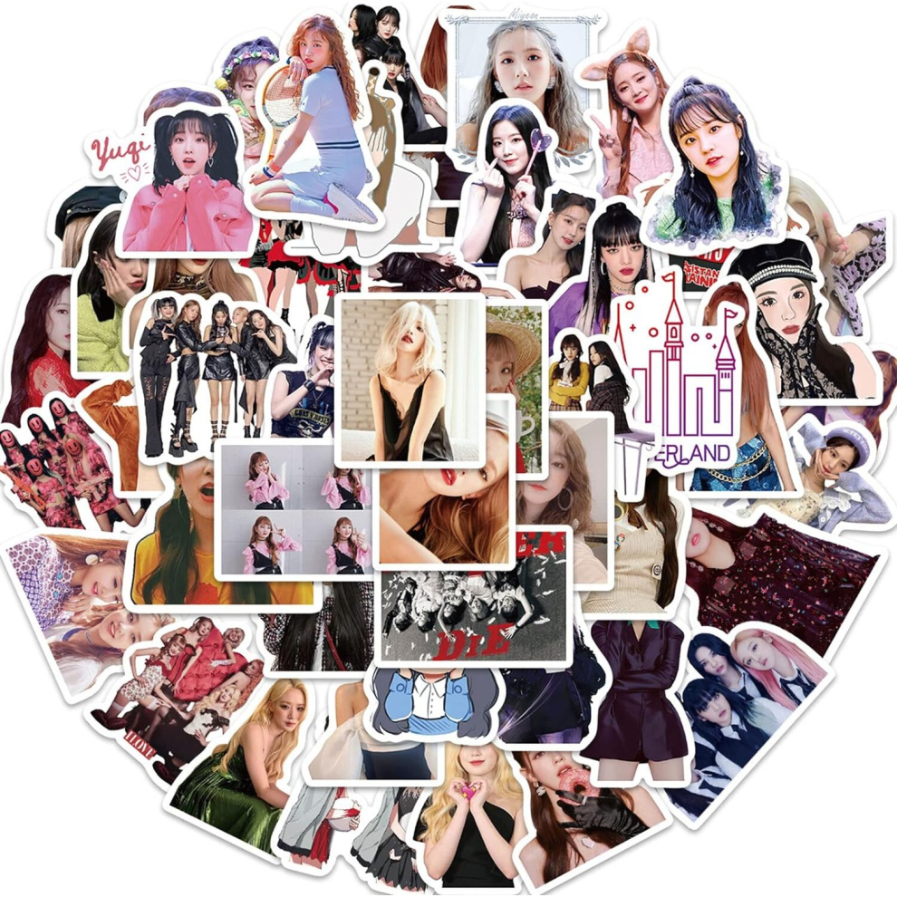 Tianci 60Pcs Kpop I-Dle Stickers For Teens Laptop, Cute Korean Girl Group Singer Vinyl Stickers For Water Bottles Phone Guitar Luggage Scrapbook Skateboard