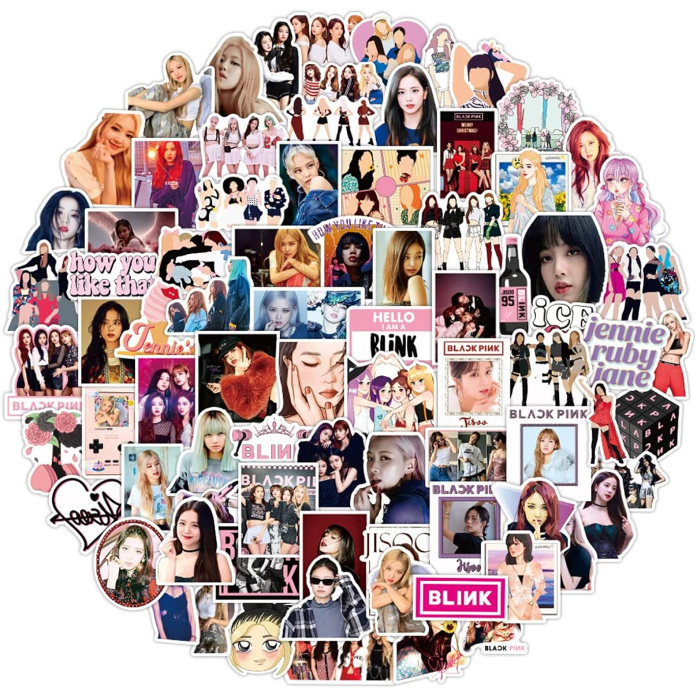 100pcs Kpop Blackpink Laptop Stickers, Cool Trendy Singer Vinyl Decals for Teen Girls Phone Notebook Water Bottles Car Guitar Journal Luggage
