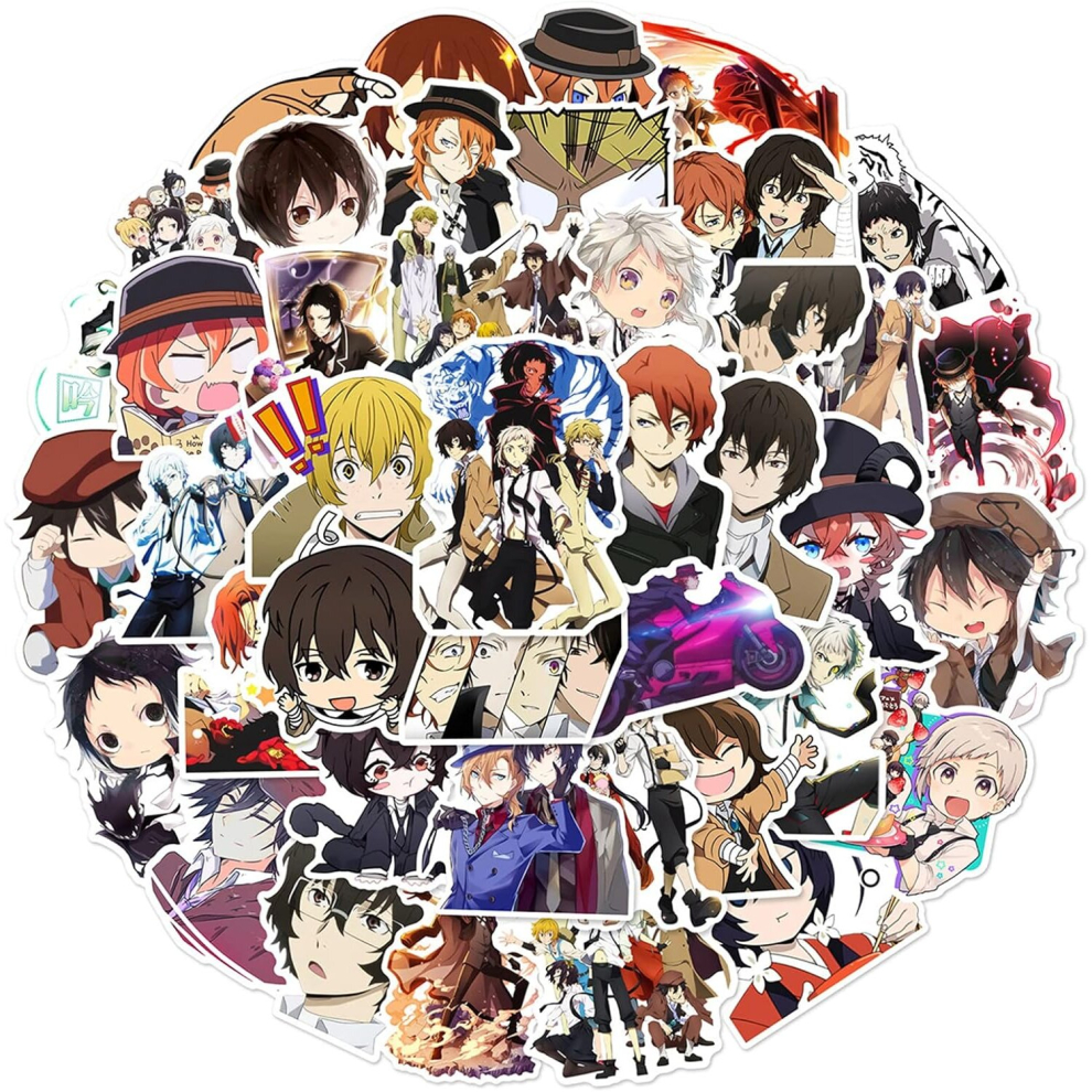 Tianci 50Pcs Classic Anime Bungo Stray Dogs Stickers For Kids Japanese Decals Stickers Waterproof Vinyl Phone Skateboard Laptop Sticker, Aesthetic Sticker