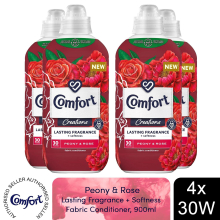 (Buy 4) Comfort Fabric Conditioner Peony & Rose 900ml 30W