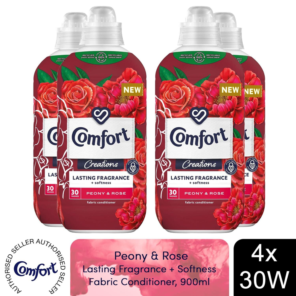 (Buy 4) Comfort Fabric Conditioner Peony & Rose 900ml 30W