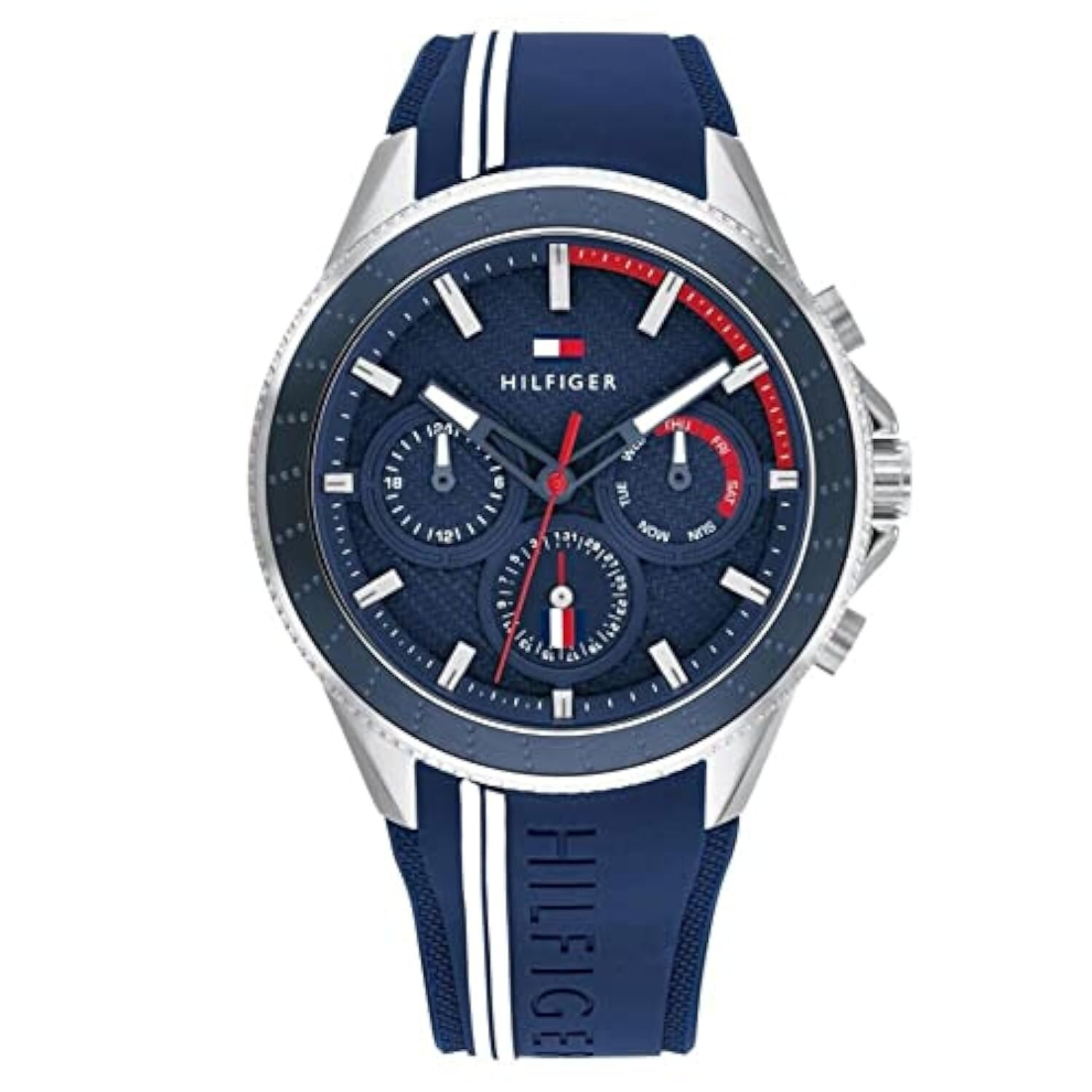 Tommy Hilfiger Men's Watch Blue Rubber Strap Aiden 1791859 Blue,Not,Specified
