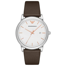 Montre Emporio Armani Homme AR11103 — boîtier acier, cadran noir, bracelet cuir, mouvement quartz précis, étanche 50 m