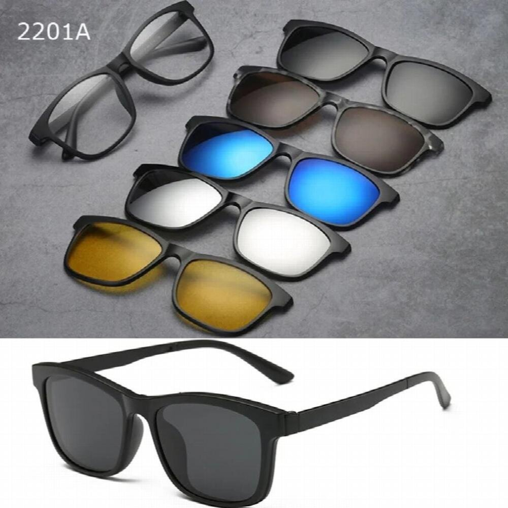 QIFENG Optical Spectacle Frame Men Women TR90 With 5 Clip On Sunglasses Polarized Magnetic Myopia Glasses Eyeglasses Frame QF125