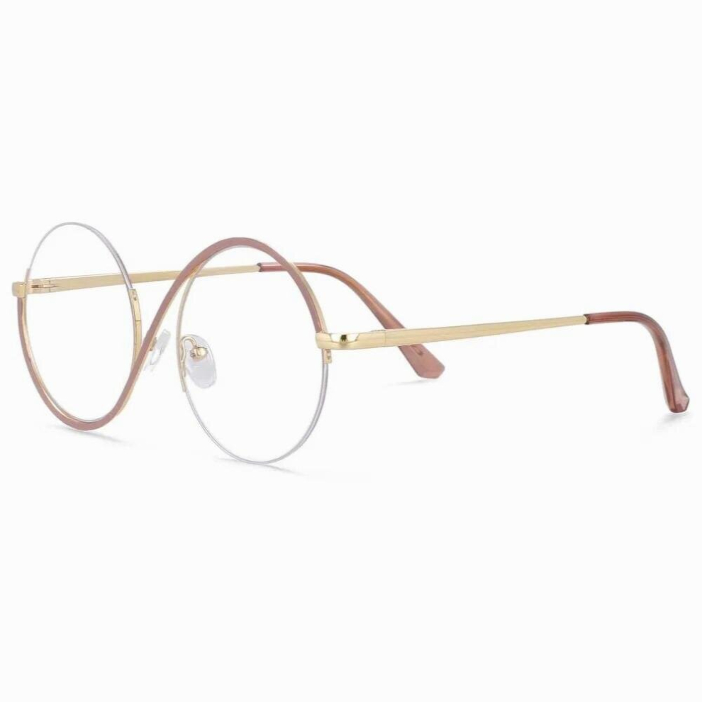 Round Metal Half Frame Anti Light Optical Glasses Frames Men Women Computer Eyeglasses