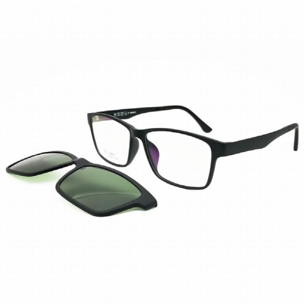 010 ULTEM rectangle optical myopia Hyperopia eyeglasses frame with megnatic clip on removable polarized sunglasses for men