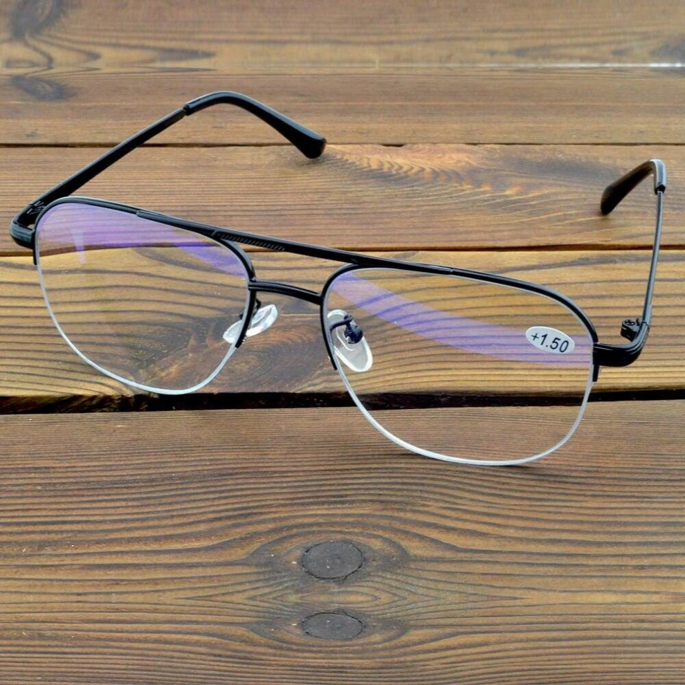 Multicoloured Oversized Double Bridge Pilot Style Half-Rim Spectacles See Near N Far Progressive Multi-Focus Reading Sunglasses +0.75 To+4