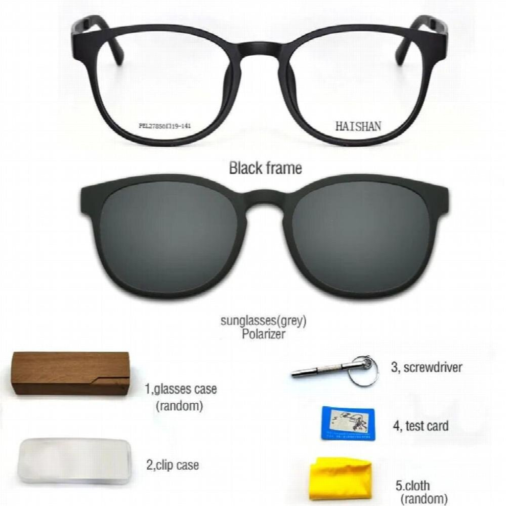 Magnet Clip On Glasses Full Rim Optical Frames Prescription Spectacle Round Vintage Myopia Polarization Sunglasses Anti Glare