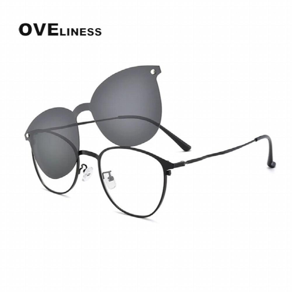 Multicoloured Retro Eyeglasses Frames Polarized Magnet Clip On Glasses Frame Men Women Myopia Prescription Glasses Optical Sunglasses Eyewear