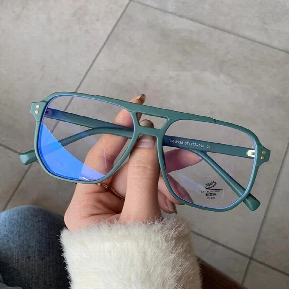 Multicoloured Square Double Bridges Tr90 Women Glasses Frame Clear Anti-Blu-Ray Eyewear Retro Men Optical Frame Computer Goggles