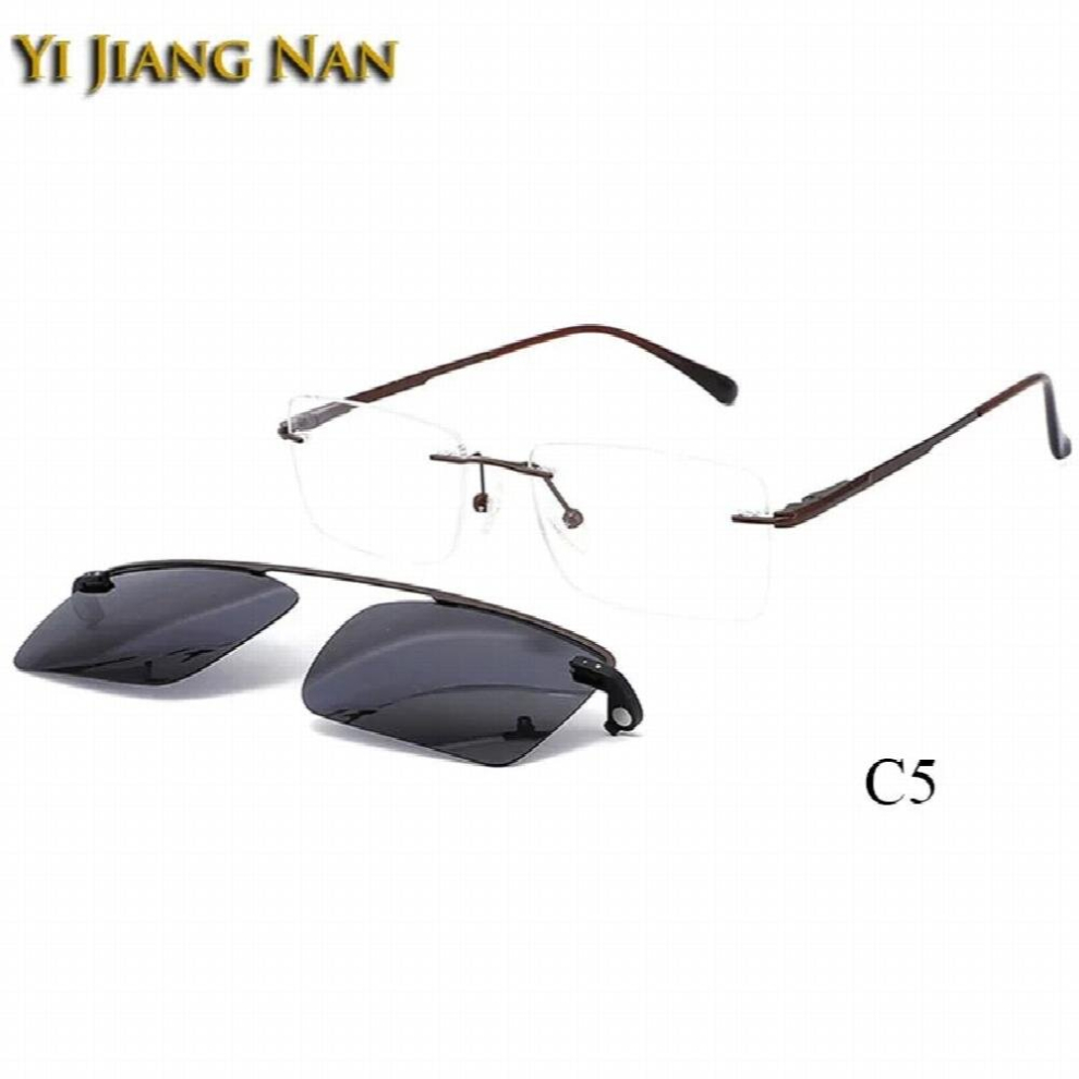 Multicoloured Men Eyewear Rimless Magnetic Sun Protection Clip On Optical Prescription Glasses Frame Spring Hinge Women Eyeglasses Spectacles