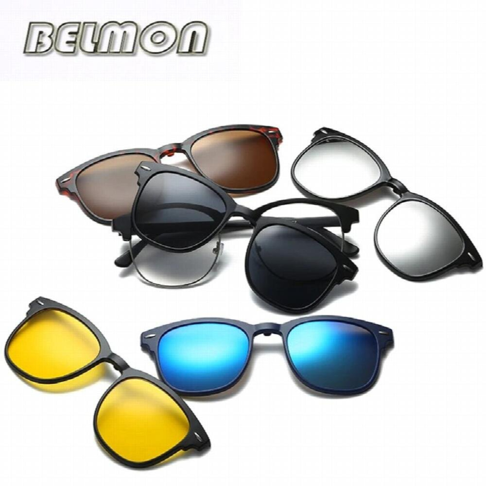 Spectacle Frame Men Women Optical Myopia With 5 Clip On Polarized Sunglasses Magnetic Glasses For Male Eyeglasses RS222