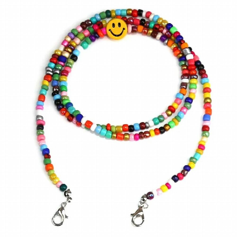 Colorful Beads Eyeglasses Chain Smile Face Mask Lanyard Holder Anti-Lost Sunglasses Holder Strap Neck Cord Jewelry Gift