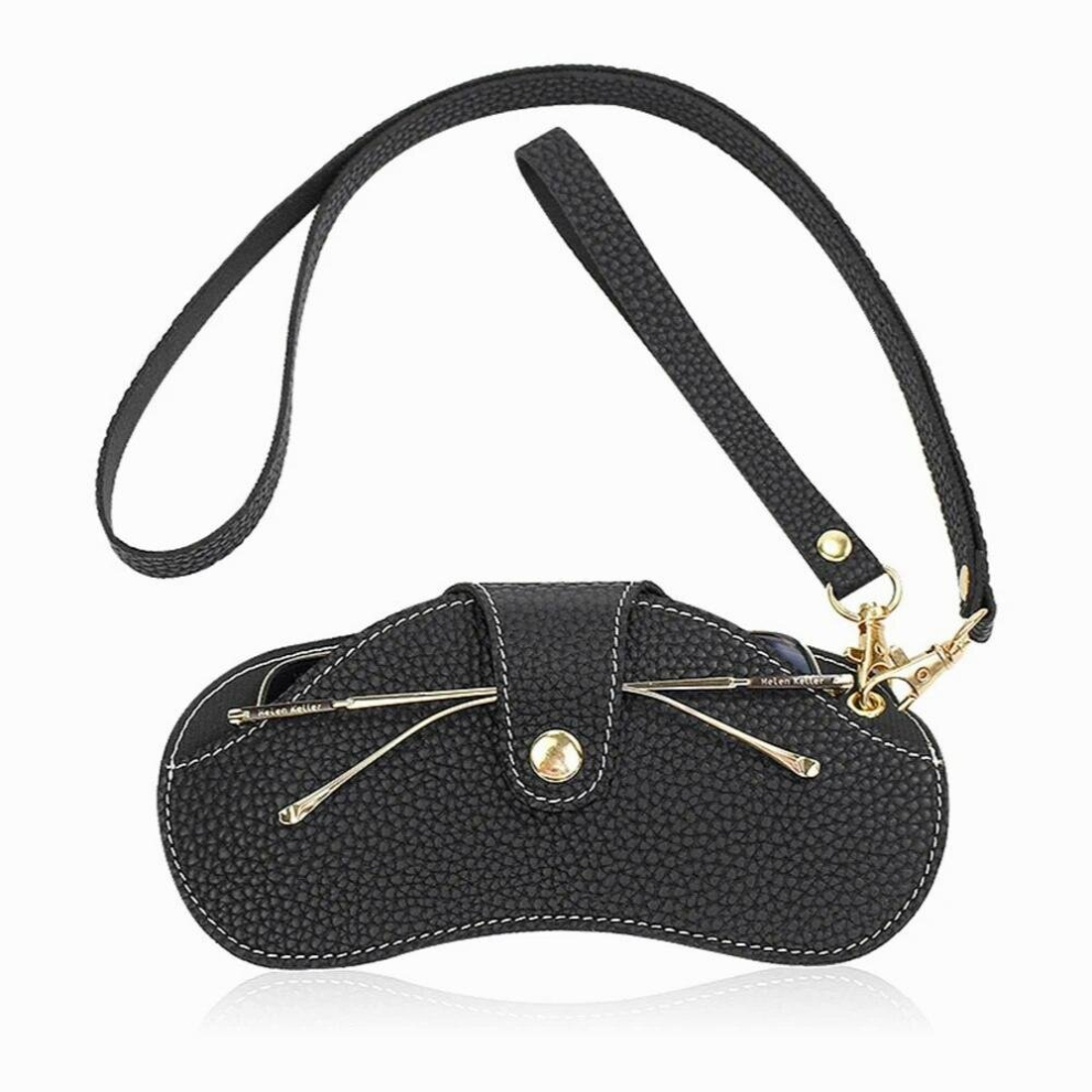 Multicoloured Retro Pu Leather Eye Glasses Sunglasses Bag With Hanging Lanyard Glasses Storage Cover Container Solid Pouch Bag Easy To Carry