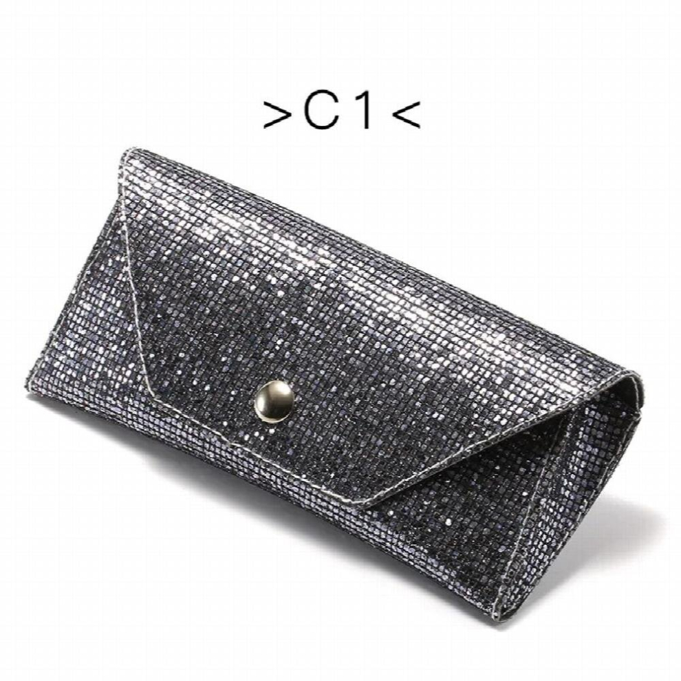 1PC Retro Soft Red Leather Sun Glasses Case Portable Unisex Leather Sunglasses Bling Box Protective Sequins Glasses Box
