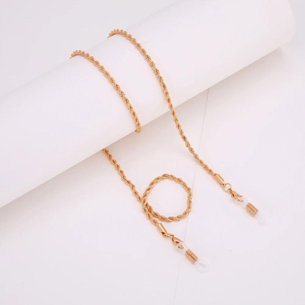 Skyrim Twist Sunglasses Lanyard Strap Necklace Eyeglass for Women& Mans Silver Reading Glasses