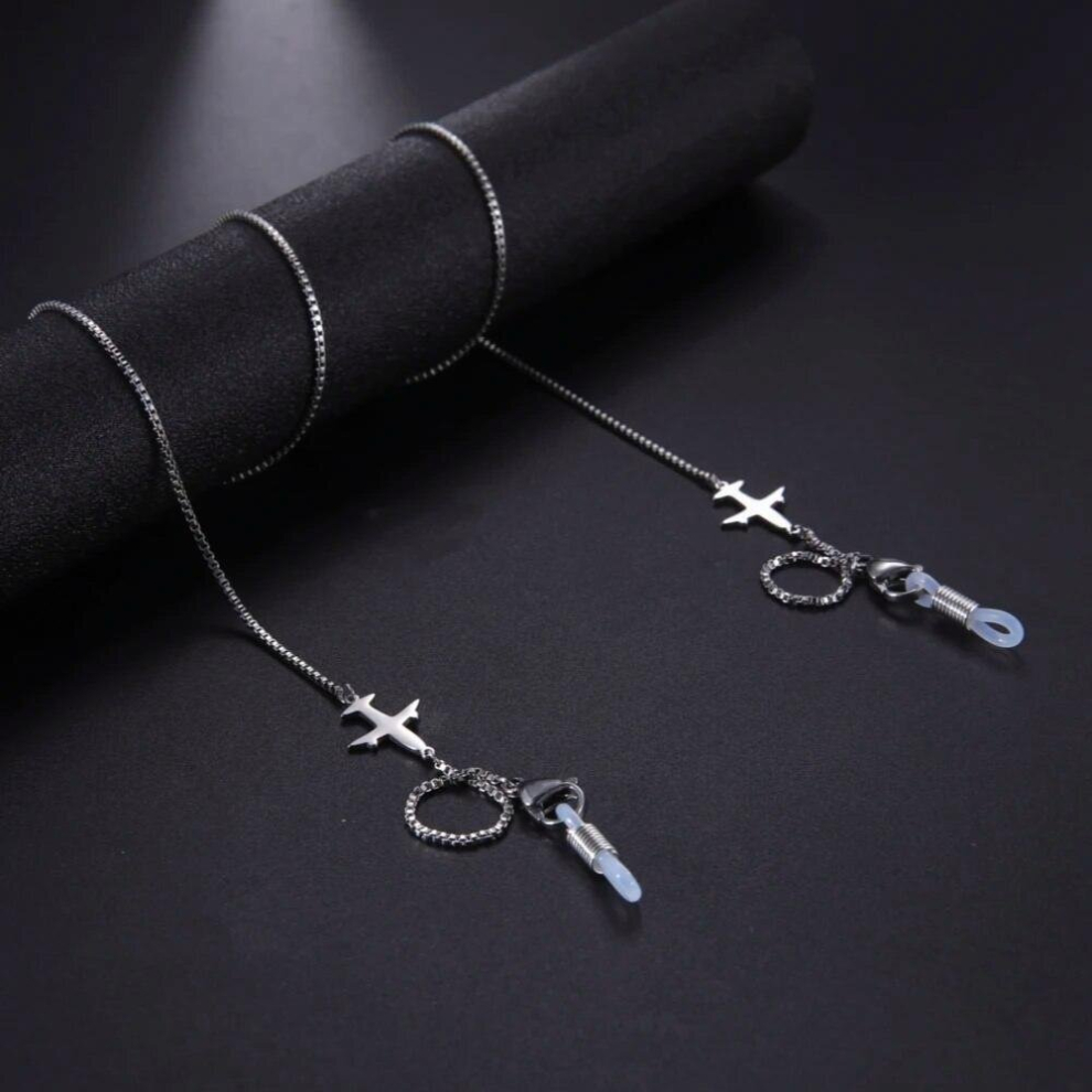 Skyrim Plane Aircraft Chain for Glasses Lanyard Women Men Stainless Steel Sunglasses Rope Eyewear Cord Mask Strap Necklace
