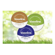 Vaseline Petroleum Jelly Lip Balms - THREE 20g Pocket Size Tins - Aloe Vera, Cocoa Butter, Original, Lip Repair Therapy Protects Dry Cracked