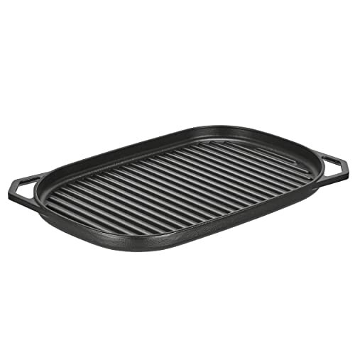 P506531 Griddle Plate Grill Pan, Cast Iron Rectangular Grilling Tray