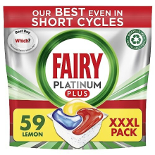 Platinum Plus All-In-1 Dishwasher Tablets Bulk, 59 Tablets , Lemon, XXL PACK, With Anti-Dull Technology & Rinse Aid Action