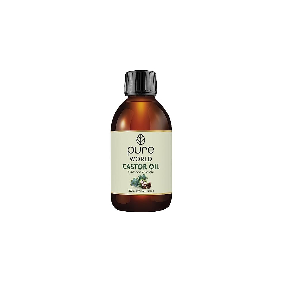 Pure World Castor Oil - 250Ml/8.45 Fl Oz, Cold-Pressed, Hexane-Free, 100% Pure & Undiluted, Vegan Cruelty-Free - Eyebrows, Lashes, Hair, Nails, Beard