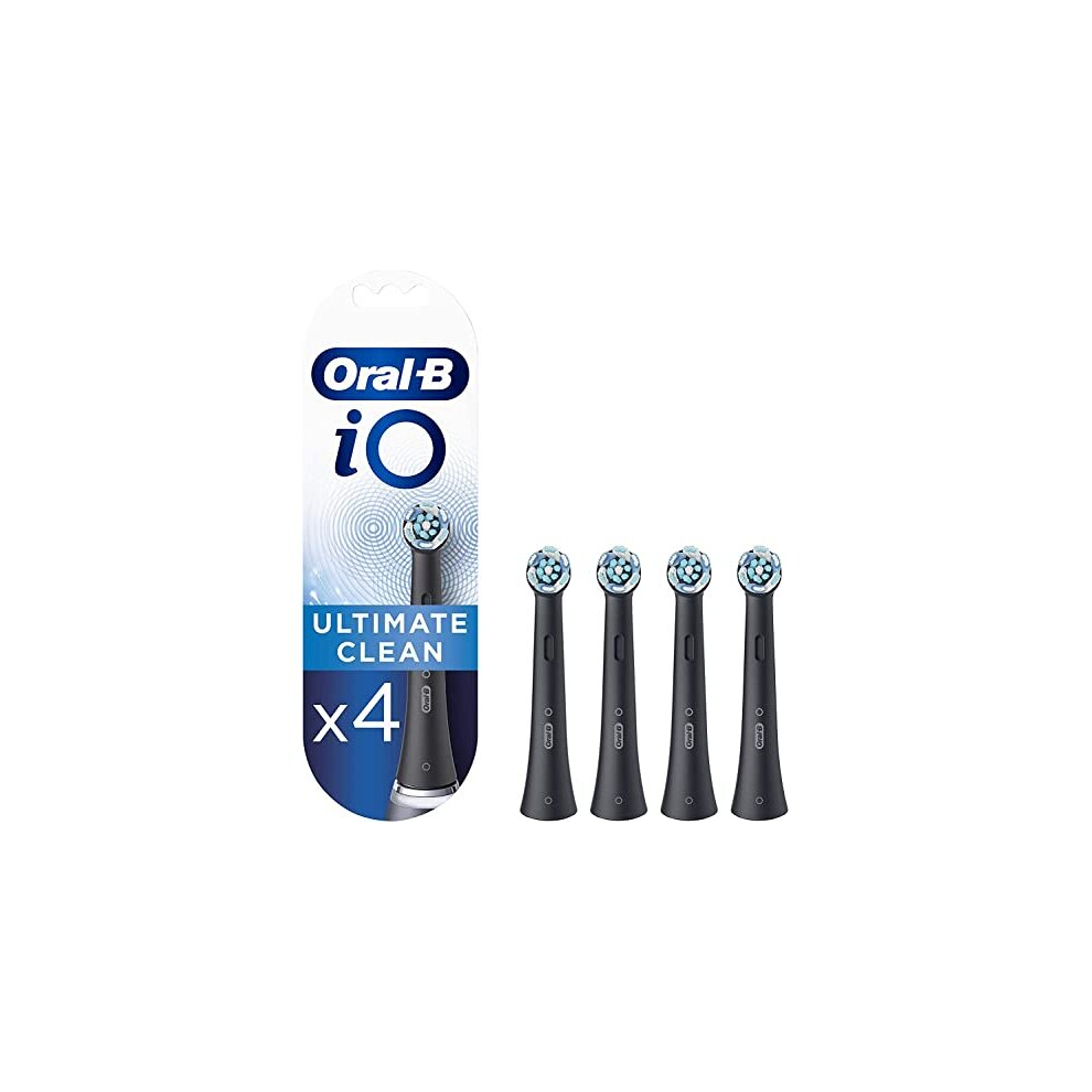 iO Ultimate Clean Electric Toothbrush Head, Twisted & Angled Bristles for Deeper Plaque Removal, Pack of 4 Toothbrush Heads, Black