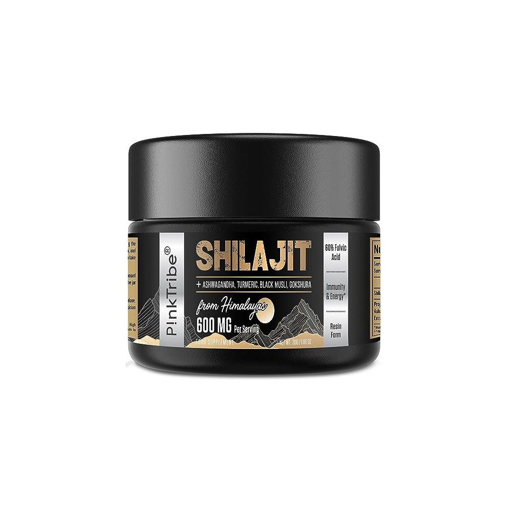 P!Nktribe Gold Shilajit Resin Standard Shilajit - 600Mg Himalayan Shilajit Blend With Ayurvedic Herbal Extracts, High Levels Of Fulvic Acid, Supports Energy And