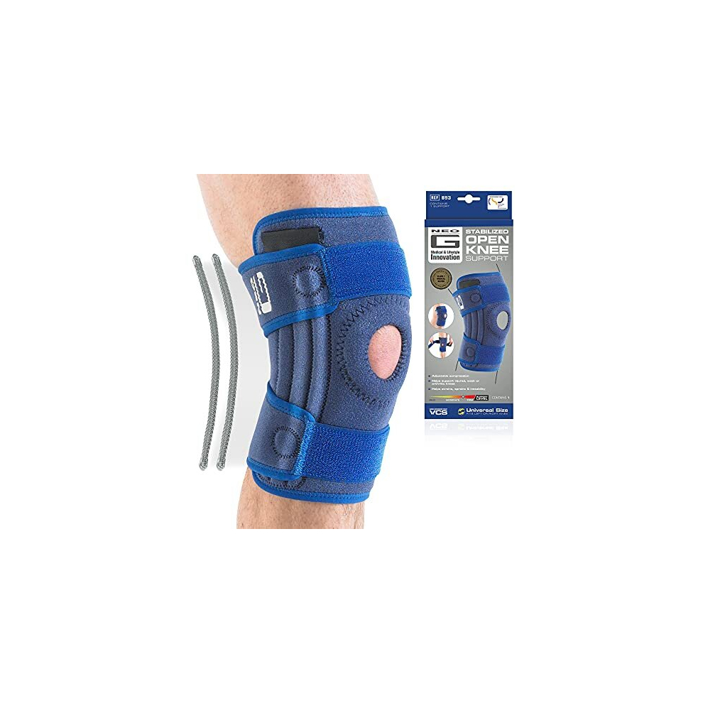 Neo G Knee Support Brace Stabilised Open Patella - For Knee Pain Arthritis, Joint Pain, Meniscus Tear, Ligament Injuries, Running - Adjustable