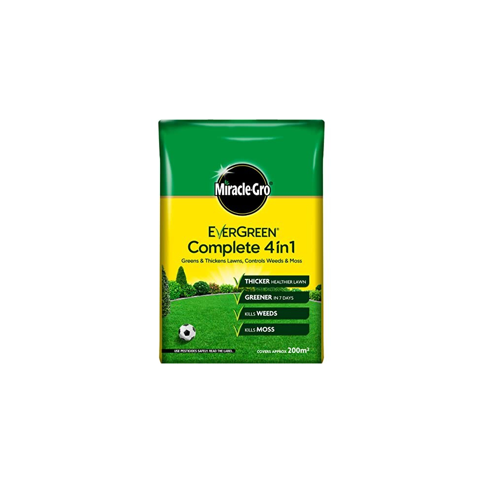 Evergreen Complete 4-in-1 Lawn Food - 200 m2, Lawn Food, Weed & Moss Control,
