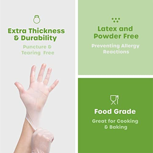 [100 Pack] Clear Powder-Free Vinyl Disposable Plastic Gloves - Medium 2