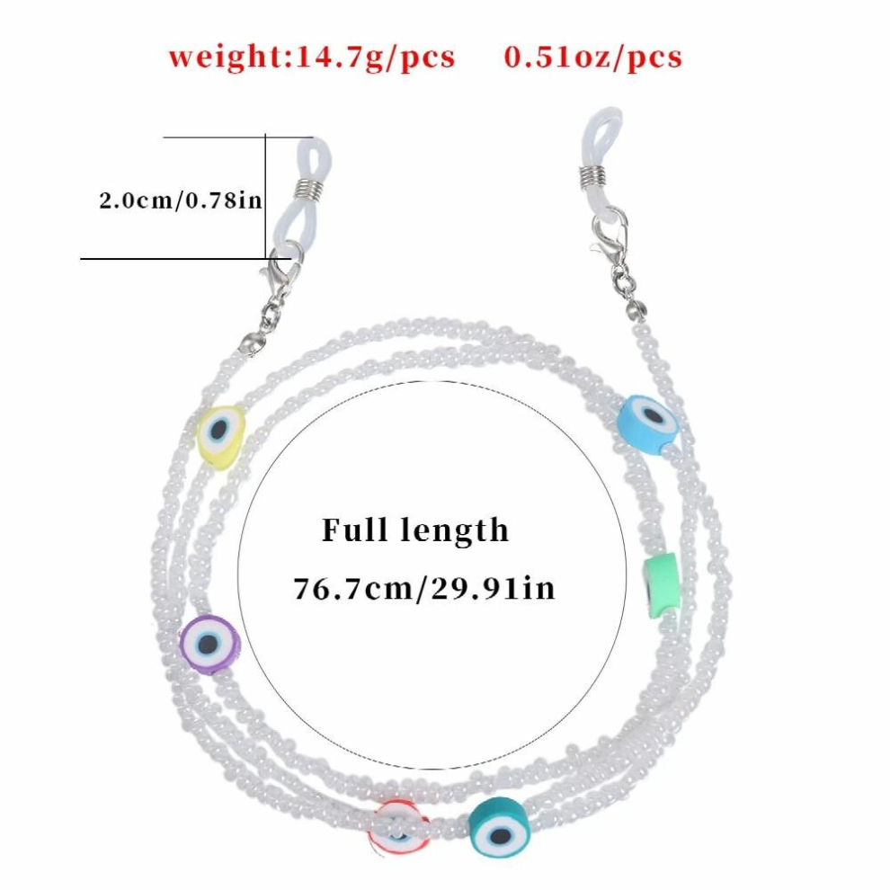 Sunglasses Chain For Unisex With Colorful Beads Flower Fruit Smile Pendant Anti Drop Mask Glasses Chains Lanyard Jewelry