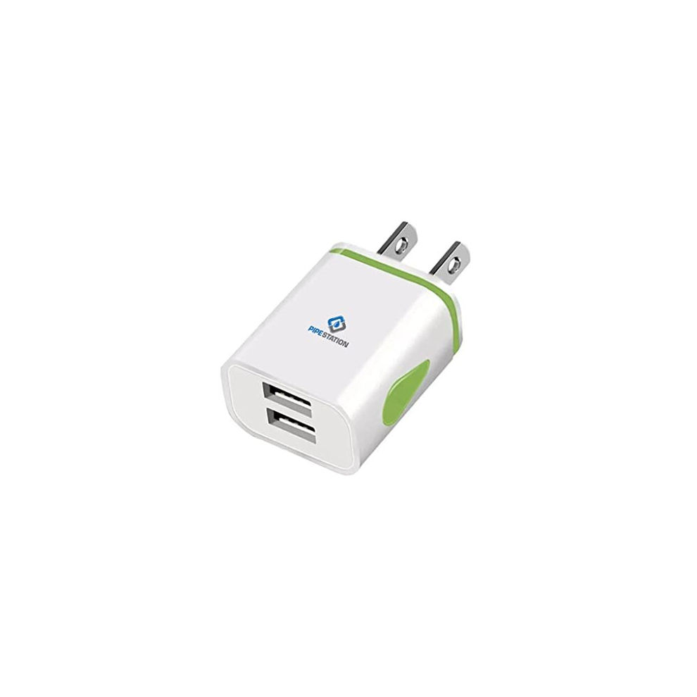 Pipestation US 2 Pin to USB Plug Travel Adapter Charger - 1 Pack | USA Wall Adaptor with 2 USB Ports | American Universal America Power Charging for