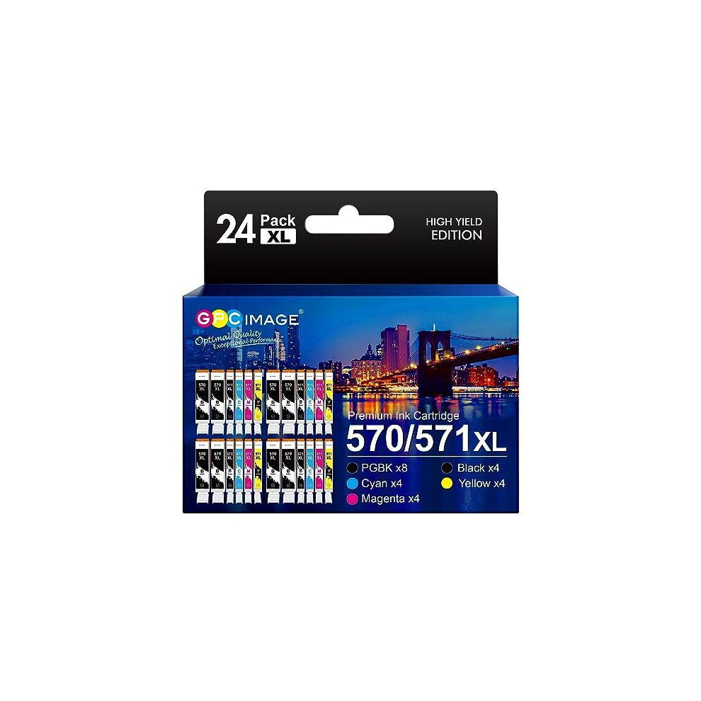 24-Pack Ink Cartridges Replacement For Canon Pgi-570Xl Cli-571Xl Compatible With Pixma Mg5700 Mg5750 Mg5751 Mg6850 Mg6851 Ts5050 Ts5051 Ts6050 Mg6800 6973135127857