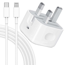 iPhone USB C Fast Charger [Apple MFi Certified] 20W PD UK Type Power Block Wall Plug Adapter with 2M USB-C to Lightning Cable Compatible 14 13 12 11 X