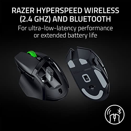 Razer Basilisk V3 X HyperSpeed - Customizable Wireless Gaming Mouse (Iconic Ergonomic Form with 9 Customisable Controls, HyperSpeed Wireless, 5G Advanced 2