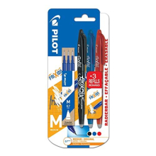 Frixion Ball - Erasable Gel Ink Pens - Blue Ink - Medium 0.7mm Nib - Blister Pack of 3 + 3 Refills
