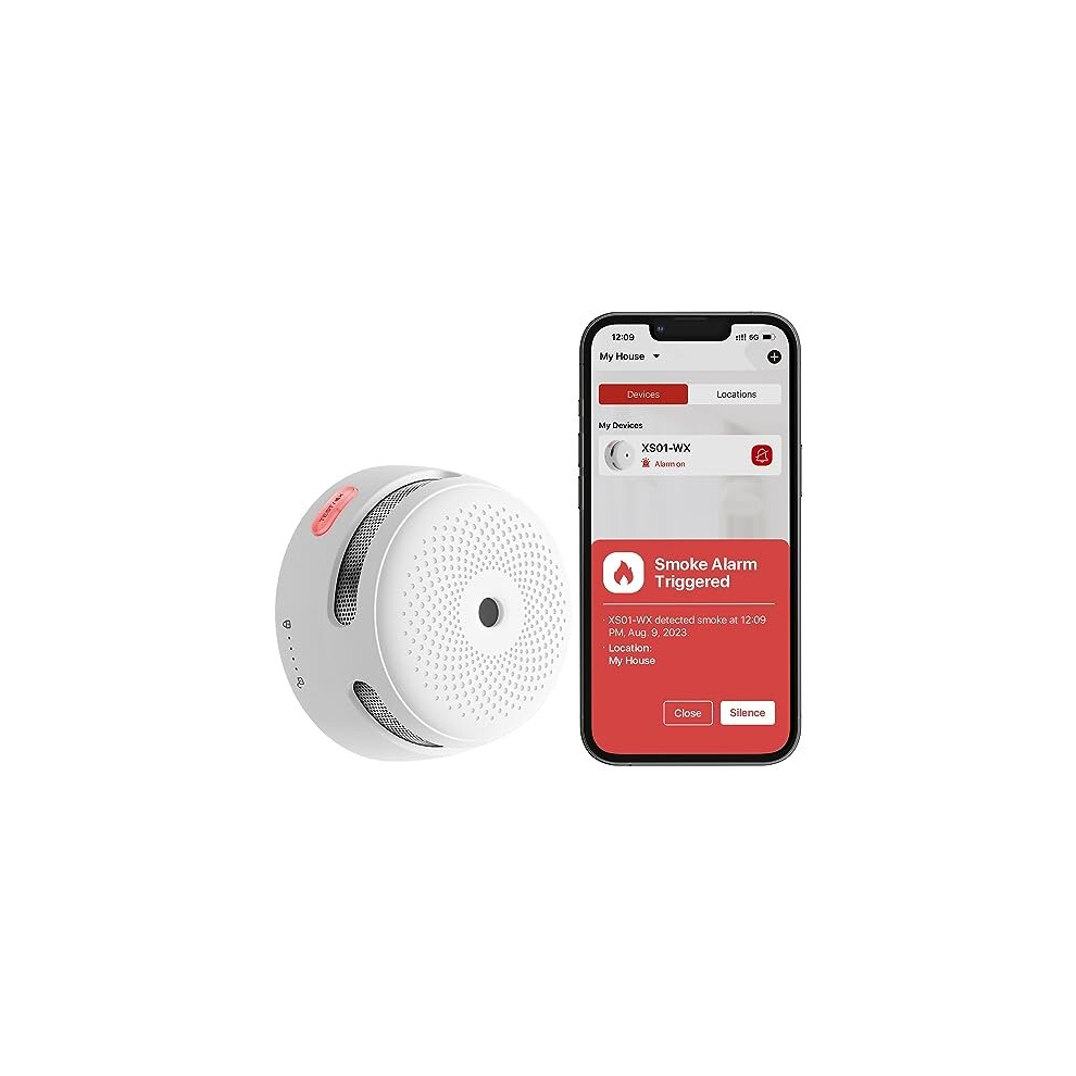 Wi-Fi Smoke Alarm Detector with Replaceable Battery, Smart Fire Alarm Compatible with X-Sense Home Security App, Certified by the TÃV and Compliant