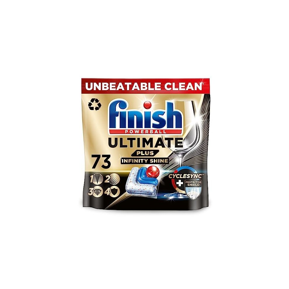 Ultimate Plus Infinity Shine Dishwasher Tablets | Fresh | 73 Dishwasher Tabs | For Unbeatable* Clean & Diamond Shine