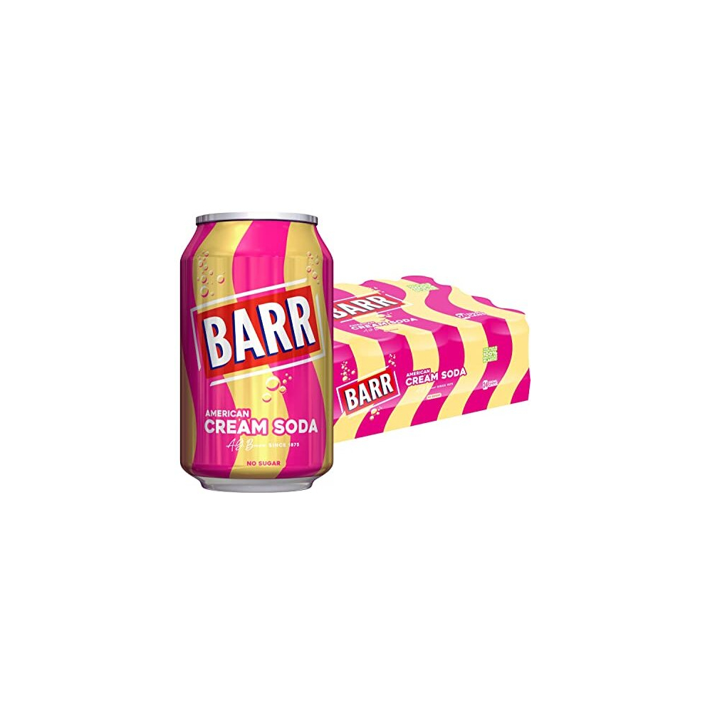 Barr Since 1875, American Soda, No Sugar Sparkling Soft Drink With A Y Taste Of American Soda, "Fizzing With Fun" - 24 X 330Ml Cans Cream