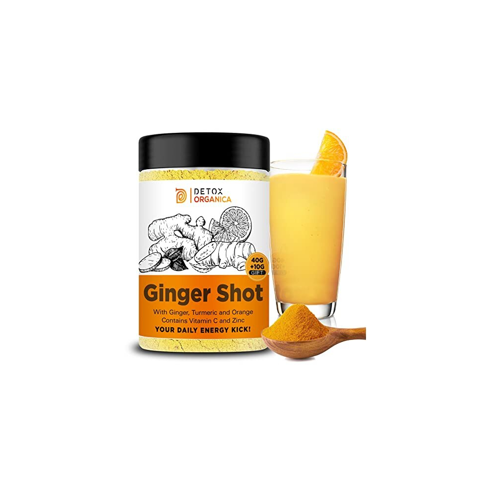 Ginger Shot with Vitamin C and Zinc - 60 Ginger Shots with Turmeric and Orange