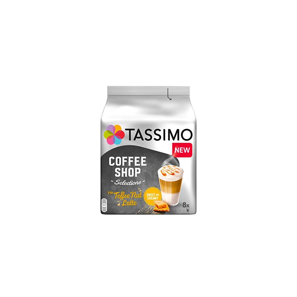 Jacobs Tassimo Capsules Coffee Shop Selections Toffee Nut Latte, 8 Coffee Capsules, 268 g