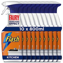 Kitchen Degreaser Cleaning Spray, 8 Litres (800 ml x 10), Surface Cleaner & Grease Remover, Streak-Free Shine, Citrus Scent
