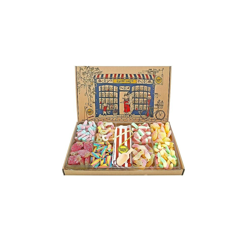 Large Luxury Fizzy Sweets Gift Box â 1.2kg Retro Sweet Shop in a Box - Sour Sweets Gift Box - Pick and Mix Sweets Hamper for Birthday Easter Fathers