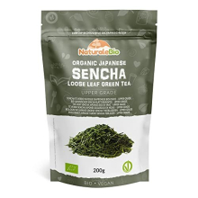 Organic Japanese Sencha Green Tea - Upper Grade - 200g. Sencha Loose Leaf Green Tea Bio, Natural and Pure. First harvest Green Tea Leaves cultivated