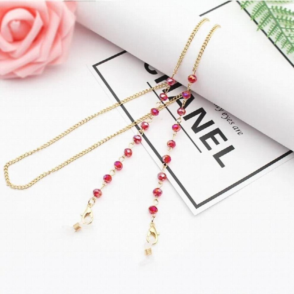 Acrylic Crystal Glasses Neck Strap Chain Acrylic Crystal Multicolor Beads Eyeglasses Necklace Metal Sunglasses Cord