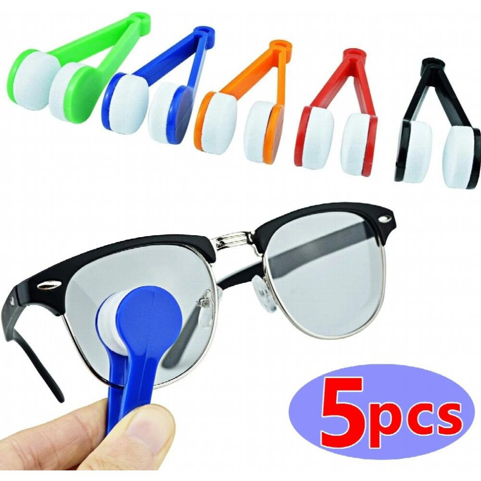 Multicoloured 5Pcs Portable Mini Multifunctional Glasses Cleaning Rub Eyeglass Sunglasses Spectacles Microfiber Cleaner Brushes Wiping Tools